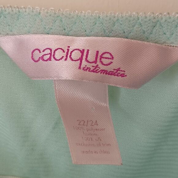 Cacique Intimates‎ Plus Size 22/24 Aqua Blue Satin & Mesh Lace Babydoll Lingerie - Picture 6 of 9
